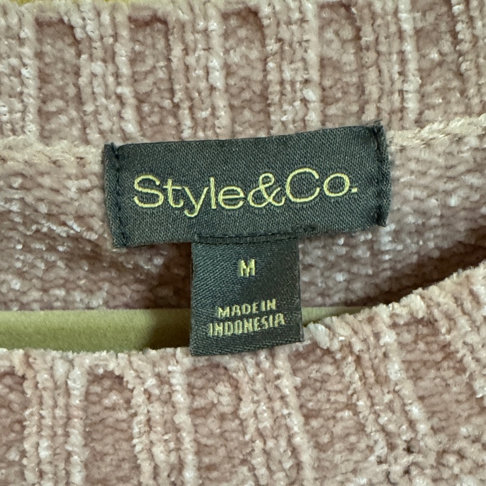 Style & Co. Dusty Rose Cable-Knit Crewneck Sweater - Picture 2 of 6